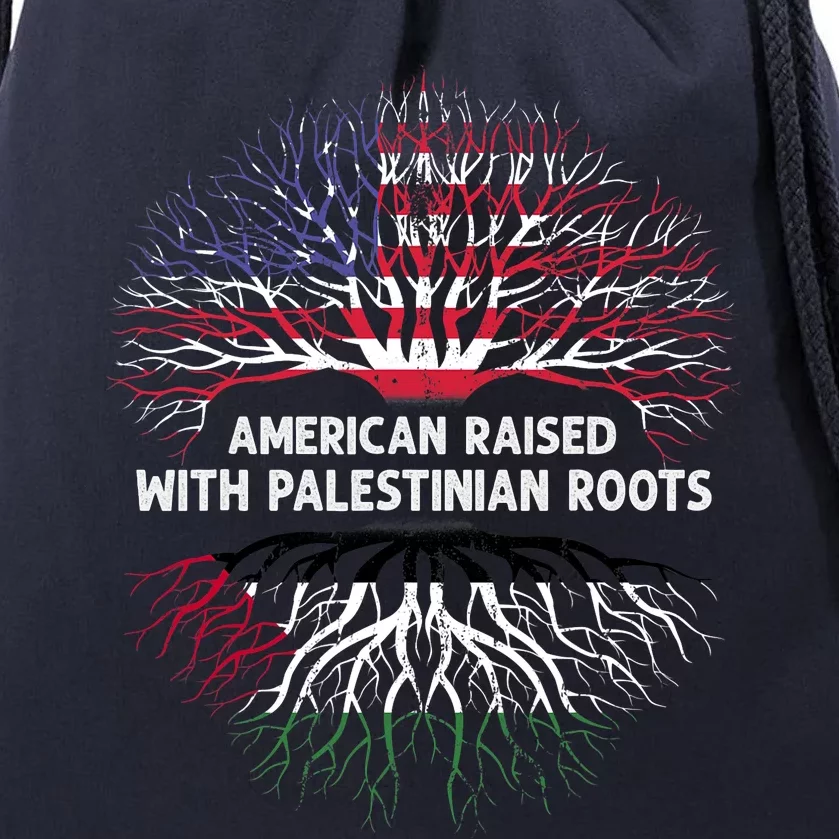 American Raised Palestinian Roots Usa Gaza Palestine Flag Drawstring Bag