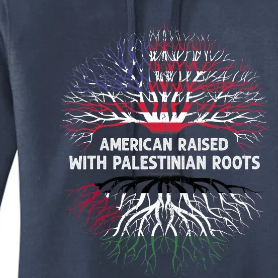 American Raised Palestinian Roots Usa Gaza Palestine Flag Women's Pullover Hoodie