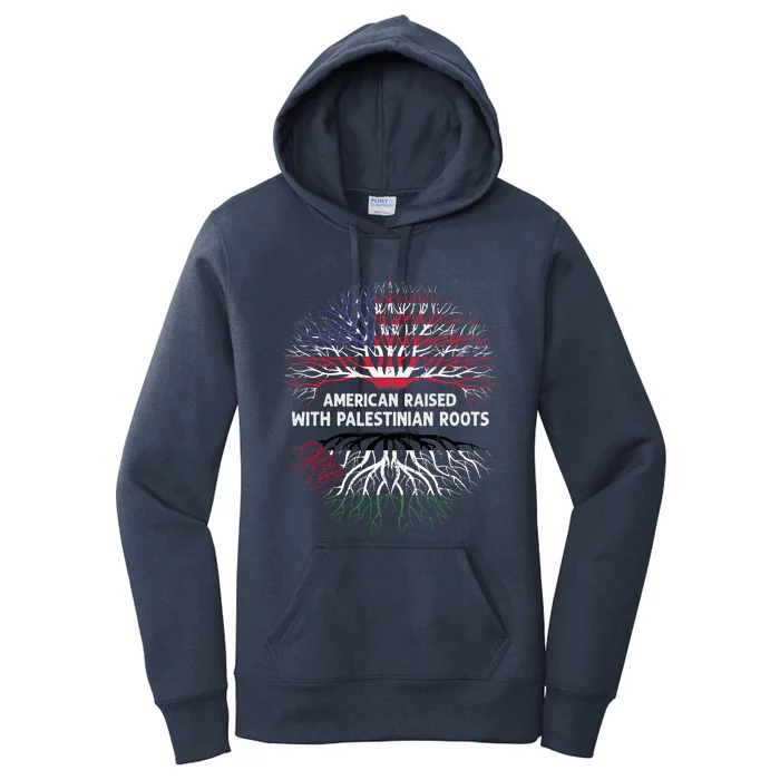 American Raised Palestinian Roots Usa Gaza Palestine Flag Women's Pullover Hoodie