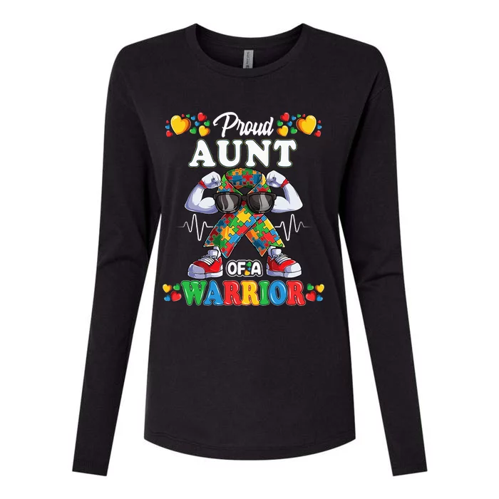 Autistic Ribbon Puzzle Aunt of Autism Awareness Warrior Womens Cotton Relaxed Long Sleeve T-Shirt