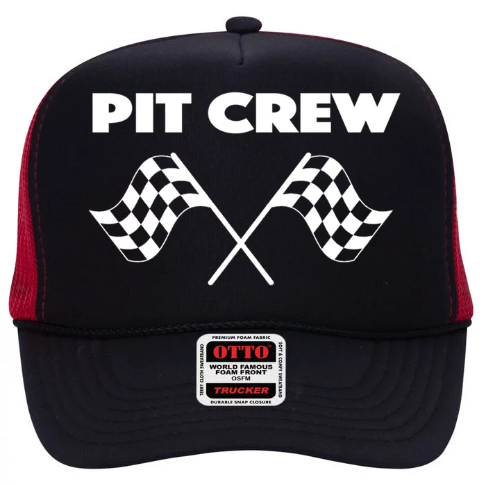 Auto Racing Pit Crew Funny Gift High Crown Mesh Trucker Hat