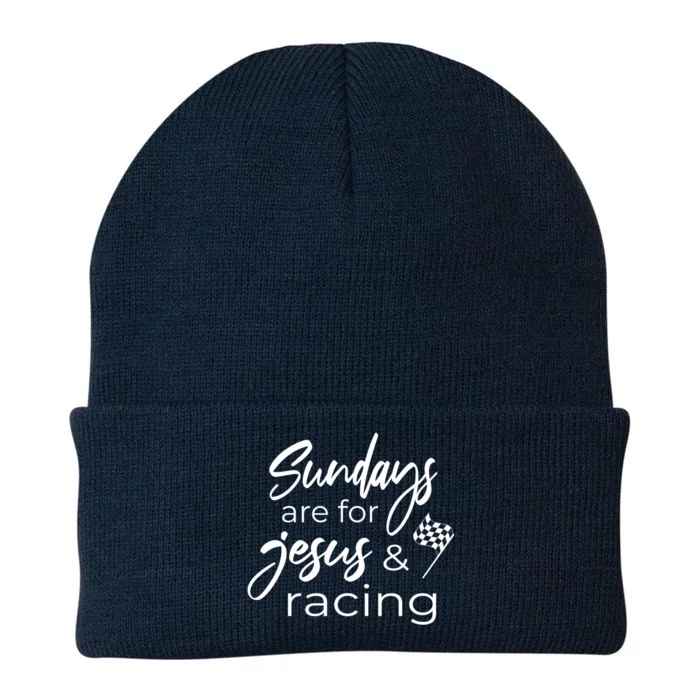 Auto Racing Quote Sundays Are For Jesus And Racing Gift Knit Cap Winter Beanie