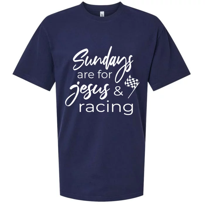 Auto Racing Quote Sundays Are For Jesus And Racing Gift Sueded Cloud Jersey T-Shirt