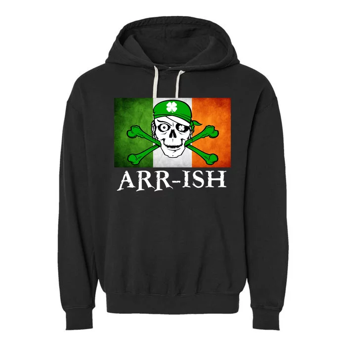 Arr-ish Irish Pirate St. Patrick's Day Flag Garment-Dyed Fleece Hoodie