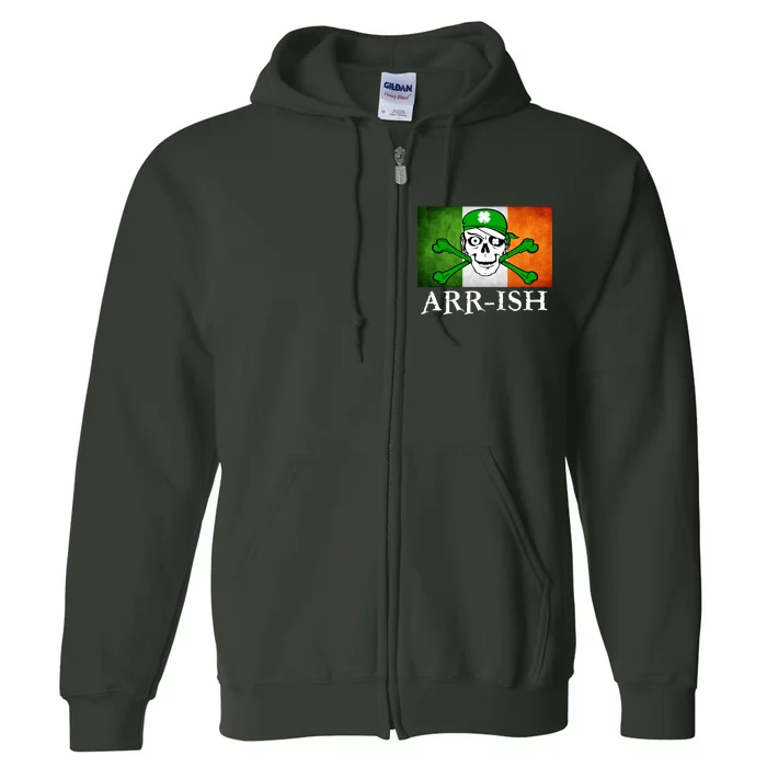 Arr-ish Irish Pirate St. Patrick's Day Flag Full Zip Hoodie