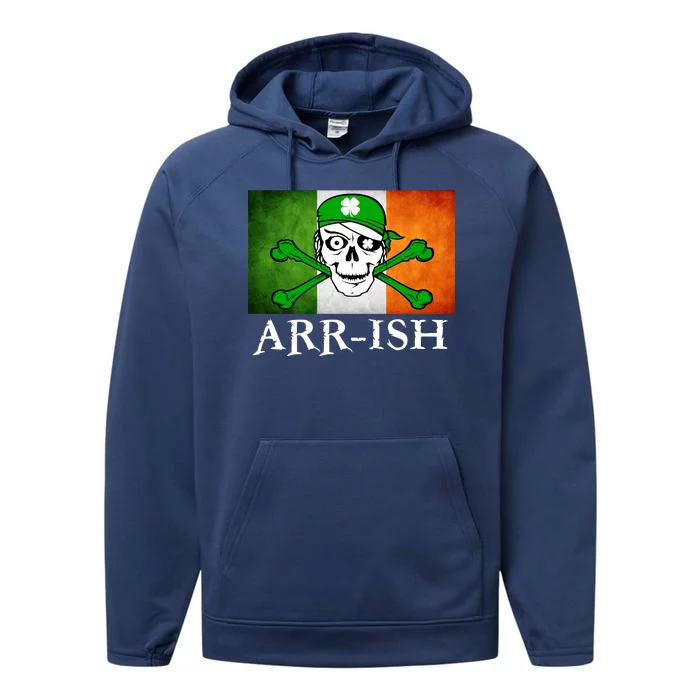 Arr-ish Irish Pirate St. Patrick's Day Flag Performance Fleece Hoodie