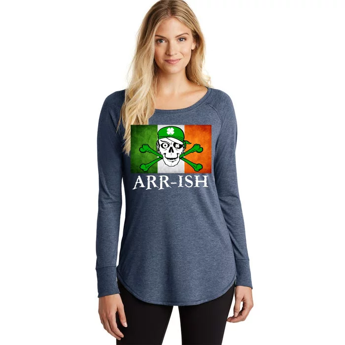 Arr-ish Irish Pirate St. Patrick's Day Flag Women's Perfect Tri Tunic Long Sleeve Shirt