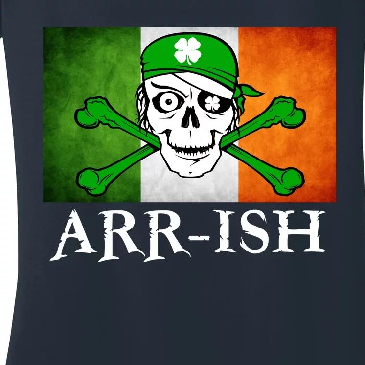 Arr-ish Irish Pirate St. Patrick's Day Flag Women's V-Neck T-Shirt