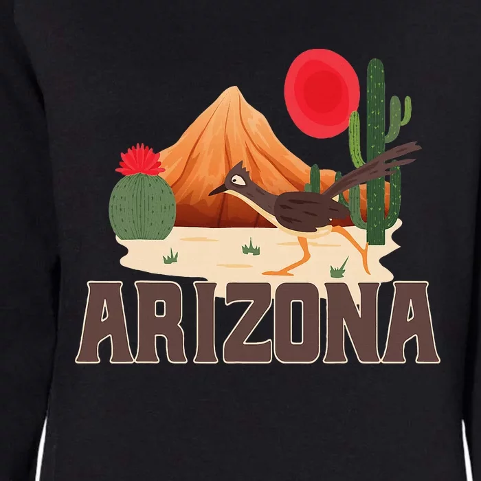 Arizona Roadrunner Retro Boho Desert Cactus Womens California Wash Sweatshirt