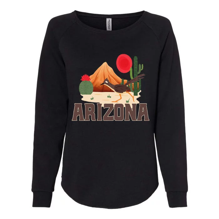 Arizona Roadrunner Retro Boho Desert Cactus Womens California Wash Sweatshirt