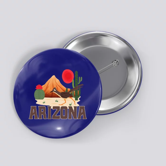 Arizona Roadrunner Retro Boho Desert Cactus Button