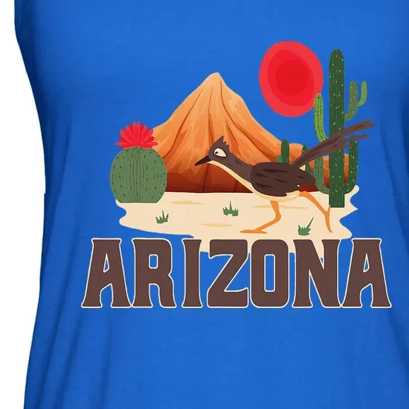 Arizona Roadrunner Retro Boho Desert Cactus Ladies Essential Flowy Tank