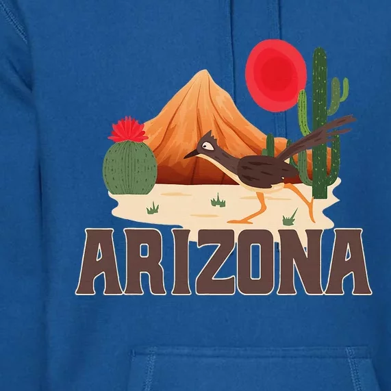 Arizona Roadrunner Retro Boho Desert Cactus Premium Hoodie