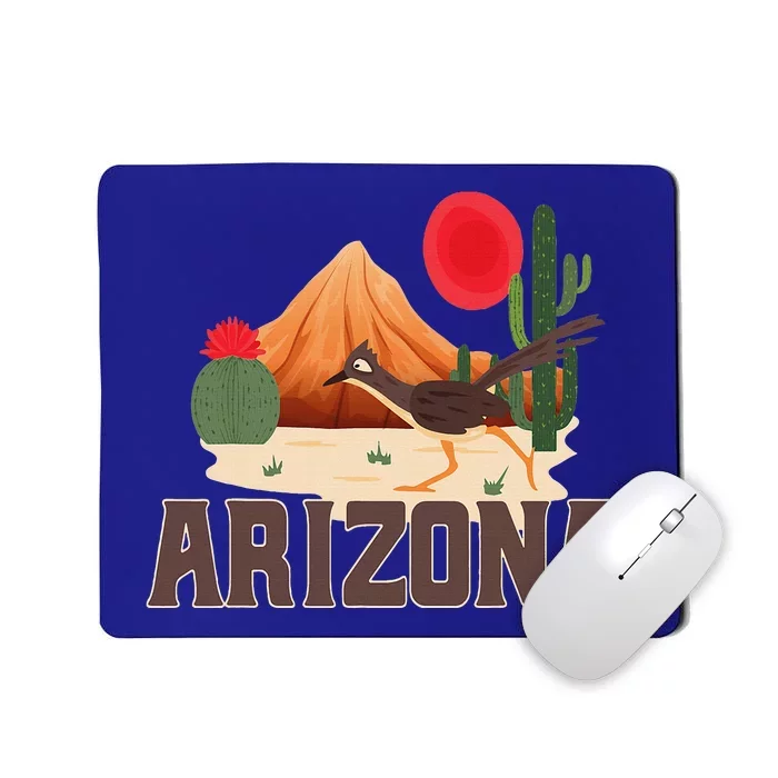 Arizona Roadrunner Retro Boho Desert Cactus Mousepad