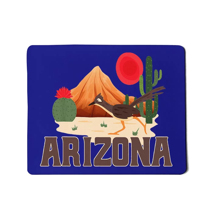 Arizona Roadrunner Retro Boho Desert Cactus Mousepad