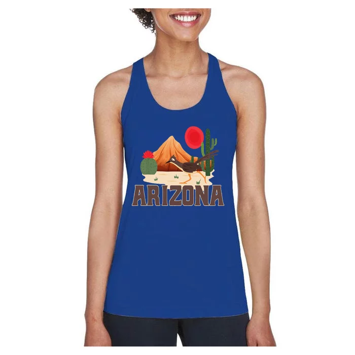 Arizona Roadrunner Retro Boho Desert Cactus Women's Racerback Tank