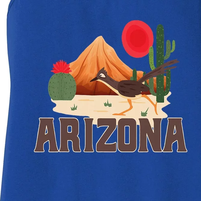 Arizona Roadrunner Retro Boho Desert Cactus Women's Racerback Tank