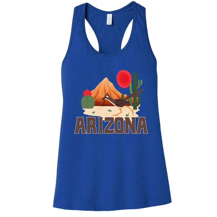 Arizona Roadrunner Retro Boho Desert Cactus Women's Racerback Tank