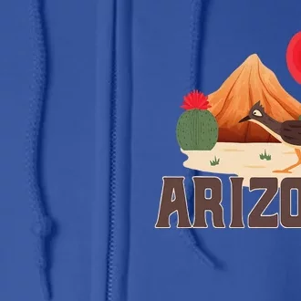 Arizona Roadrunner Retro Boho Desert Cactus Full Zip Hoodie