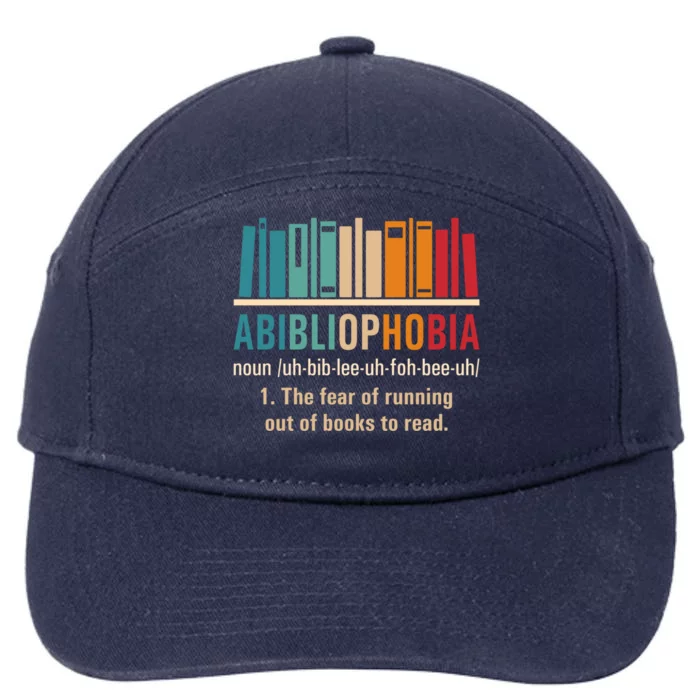 Abibliophobia Retro Reading Bookworm Reader Funny Book Lover Gift 7-Panel Snapback Hat