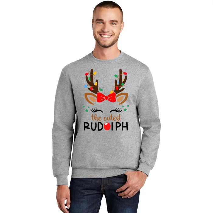 Adorable Rudolph Reindeer Christmas Pajama with Festive Lights Tall Sweatshirt