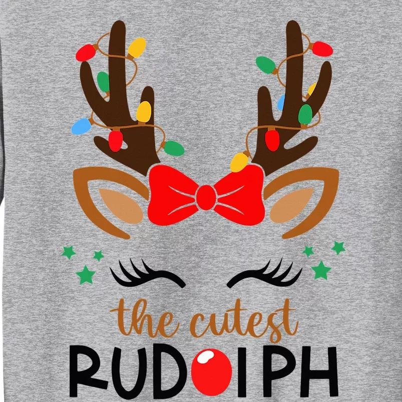 Adorable Rudolph Reindeer Christmas Pajama with Festive Lights Tall Sweatshirt