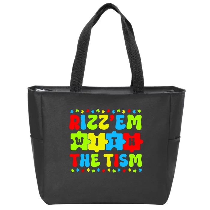 Autistic Rizz Rizzem With The Tism Meme Autism Awareness Zip Tote Bag