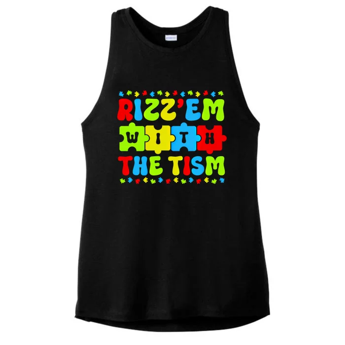 Autistic Rizz RizzEm With The Tism Meme Autism Awareness Gift Ladies Tri-Blend Wicking Tank