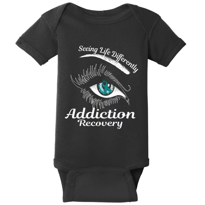 Addiction Recovery Ribbon Recovered To Addiction Baby Bodysuit