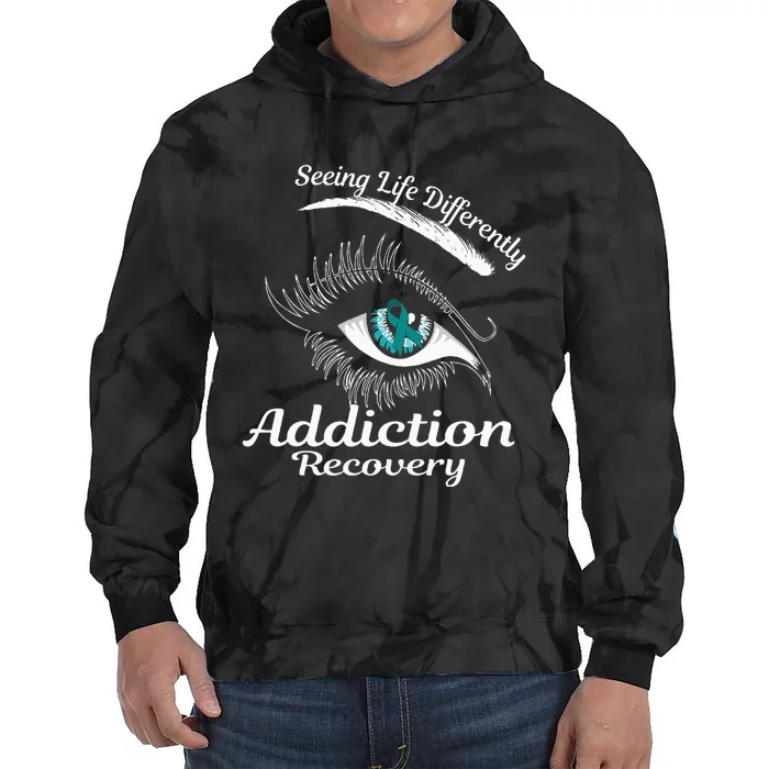 Addiction Recovery Ribbon Recovered To Addiction Tie Dye Hoodie