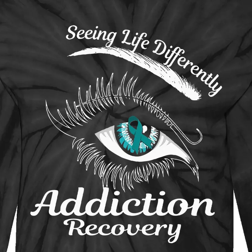 Addiction Recovery Ribbon Recovered To Addiction Tie-Dye Long Sleeve Shirt