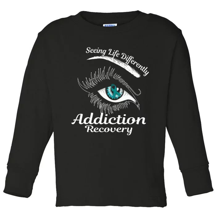 Addiction Recovery Ribbon Recovered To Addiction Toddler Long Sleeve Shirt