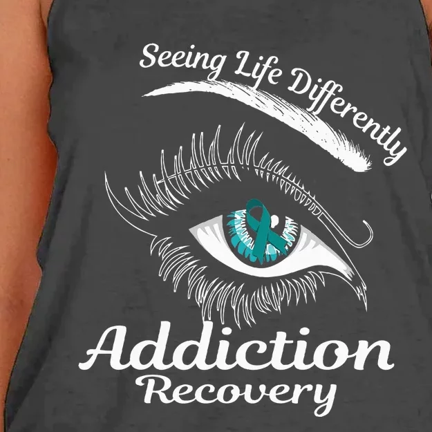 Addiction Recovery Ribbon Recovered To Addiction Women's Knotted Racerback Tank