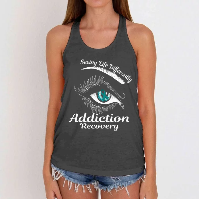 Addiction Recovery Ribbon Recovered To Addiction Women's Knotted Racerback Tank