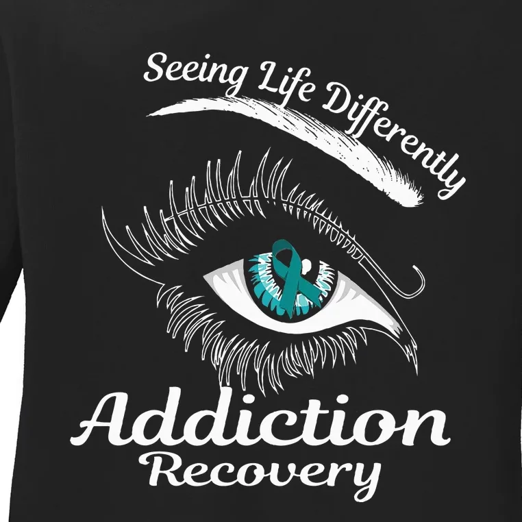 Addiction Recovery Ribbon Recovered To Addiction Ladies Long Sleeve Shirt