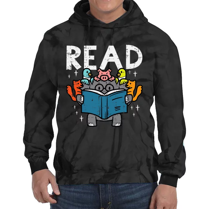 Animals Read Reading Book Librarian Across America Tie Dye Hoodie