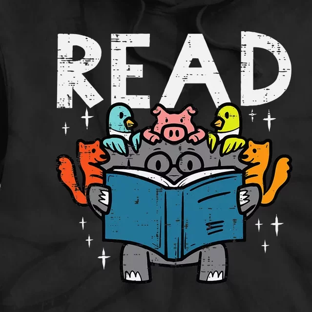 Animals Read Reading Book Librarian Across America Tie Dye Hoodie