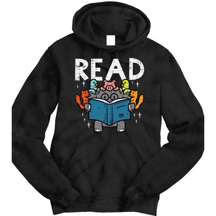 Animals Read Reading Book Librarian Across America Tie Dye Hoodie