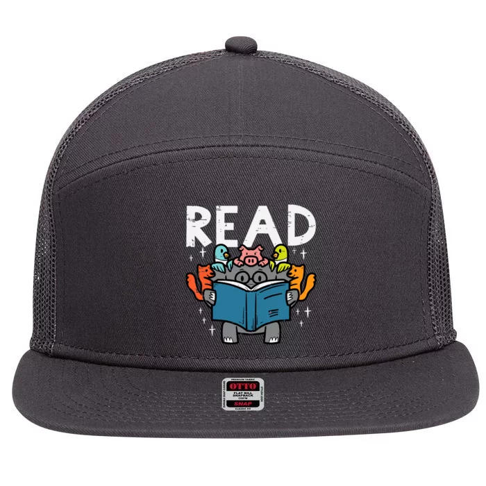 Animals Read Reading Book Librarian Across America 7 Panel Mesh Trucker Snapback Hat