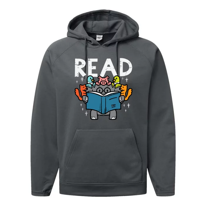 Animals Read Reading Book Librarian Across America Performance Fleece Hoodie