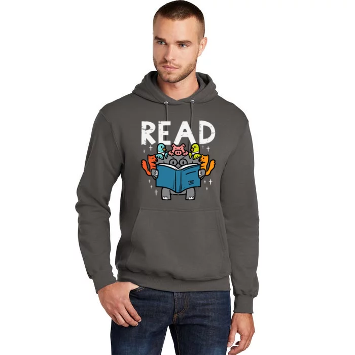 Animals Read Reading Book Librarian Across America Tall Hoodie