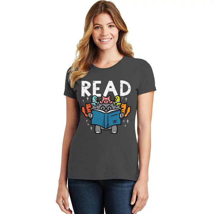 Animals Read Reading Book Librarian Across America Women's T-Shirt