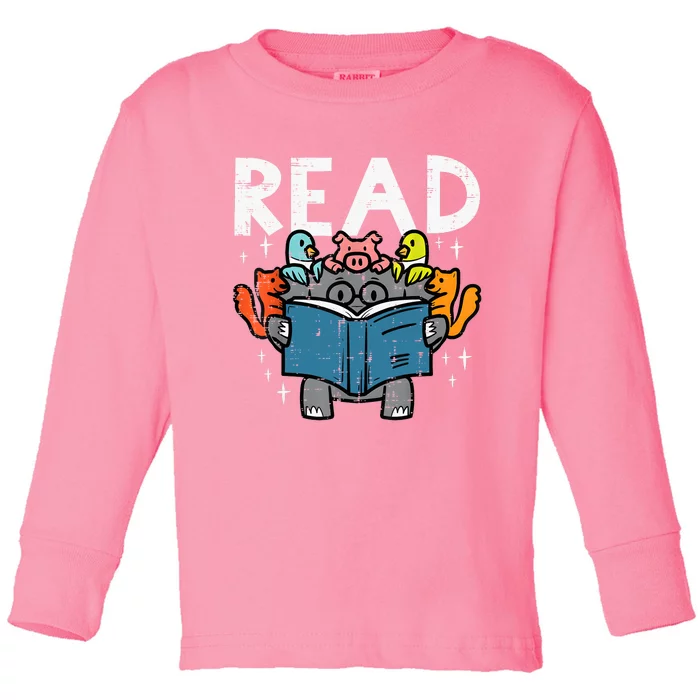 Animals Read Reading Book Librarian Across America Toddler Long Sleeve Shirt