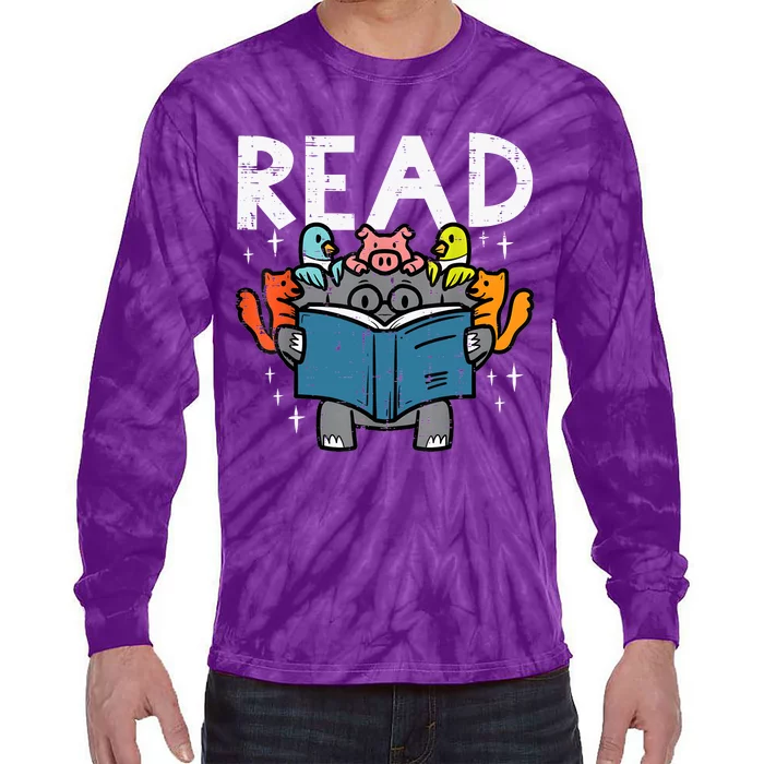 Animals Read Reading Book Librarian Across America Tie-Dye Long Sleeve Shirt