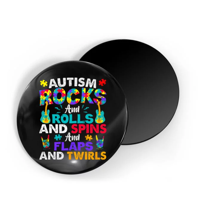 Autism Rocks Rolls Spins Flaps Awareness Magnet