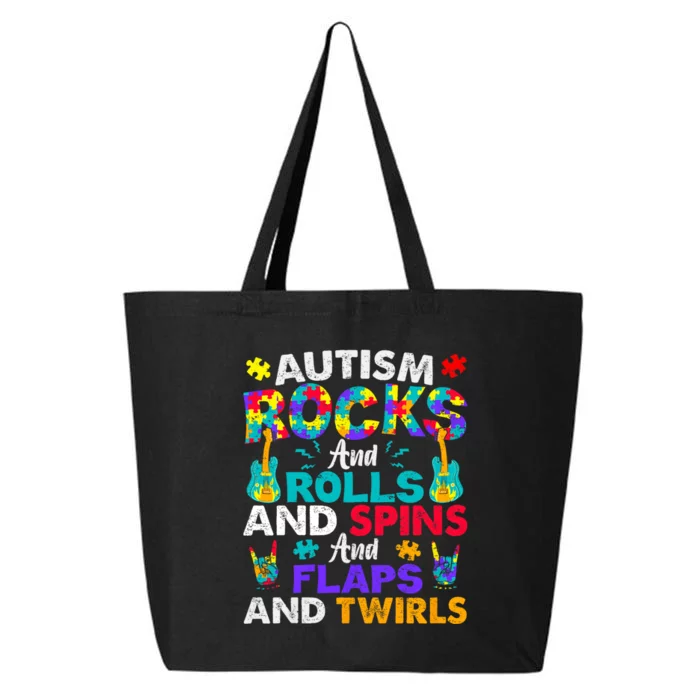 Autism Rocks Rolls Spins Flaps Awareness 25L Jumbo Tote