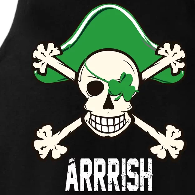 Arrrish Irish Clover skull St Patricks Day Ladies Tri-Blend Wicking Tank