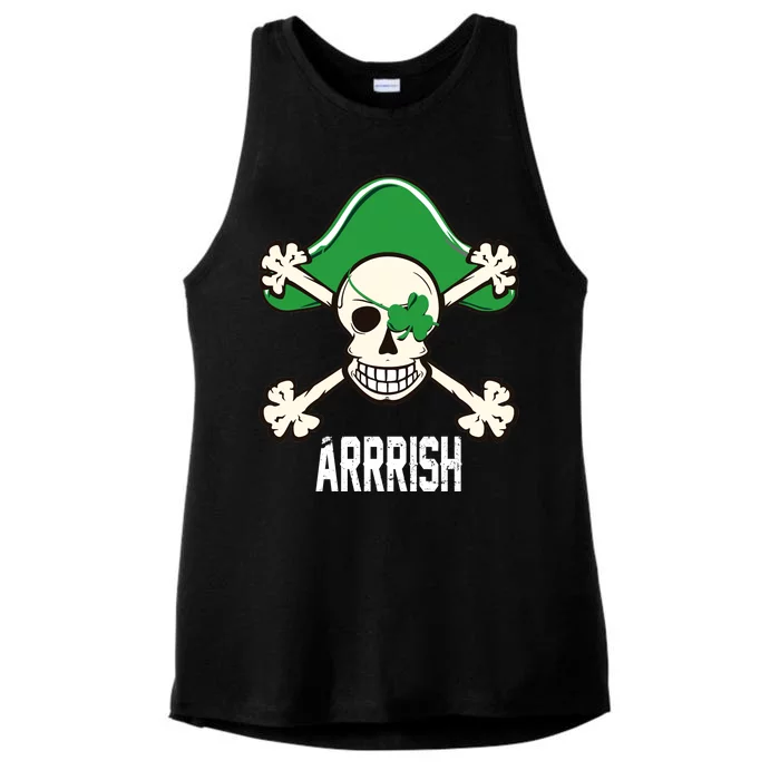 Arrrish Irish Clover skull St Patricks Day Ladies Tri-Blend Wicking Tank