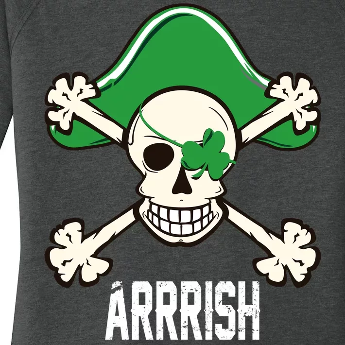 Arrrish Irish Clover skull St Patricks Day Women's Perfect Tri Tunic Long Sleeve Shirt