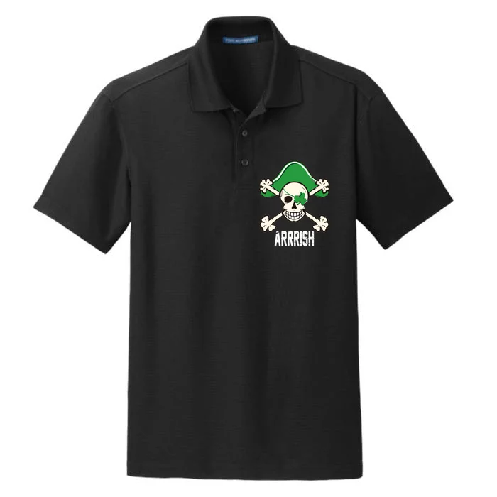 Arrrish Irish Clover skull St Patricks Day Dry Zone Grid Performance Polo